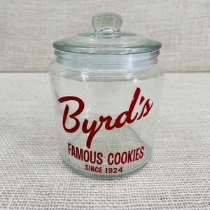 Byrds Famous Cookies Glass Jar with Lid Since 1924 Kitchen Decor Storage 6 inch
